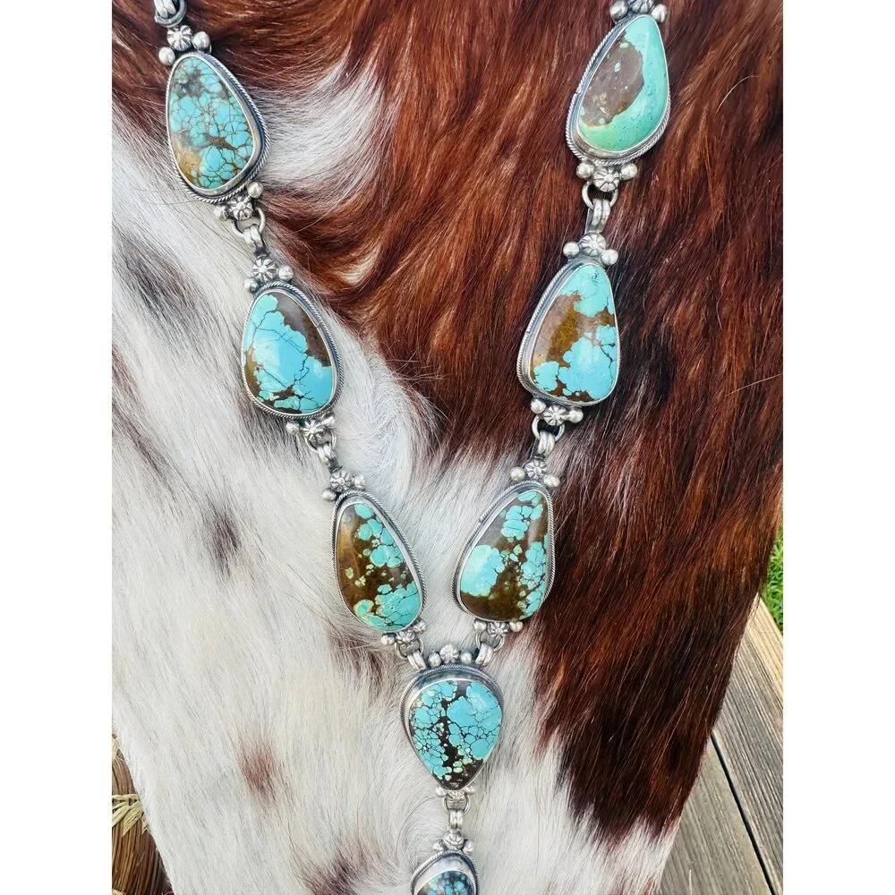 Handcrafted Turquoise & Sterling Silver Necklace and Earring Set by Sheila Bece - Picture 3 of 7